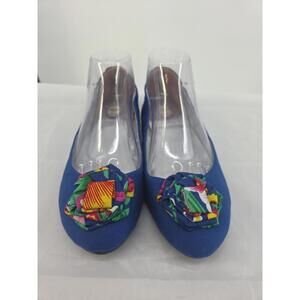 Almatrichi Ballet Shoes 9 Blue With Floral Bow Rare 40
